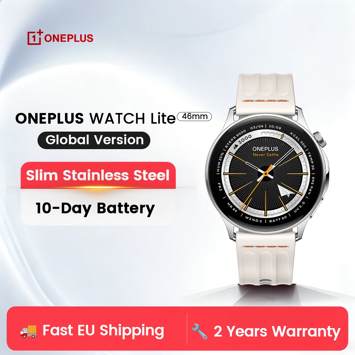 OnePlus Watch Lite 1,46-Zoll-Smartwatch mit Bluetooth-Anruffunktion, GPS und 100 Sportmodi - Konnektivität und Fitness-Tracker