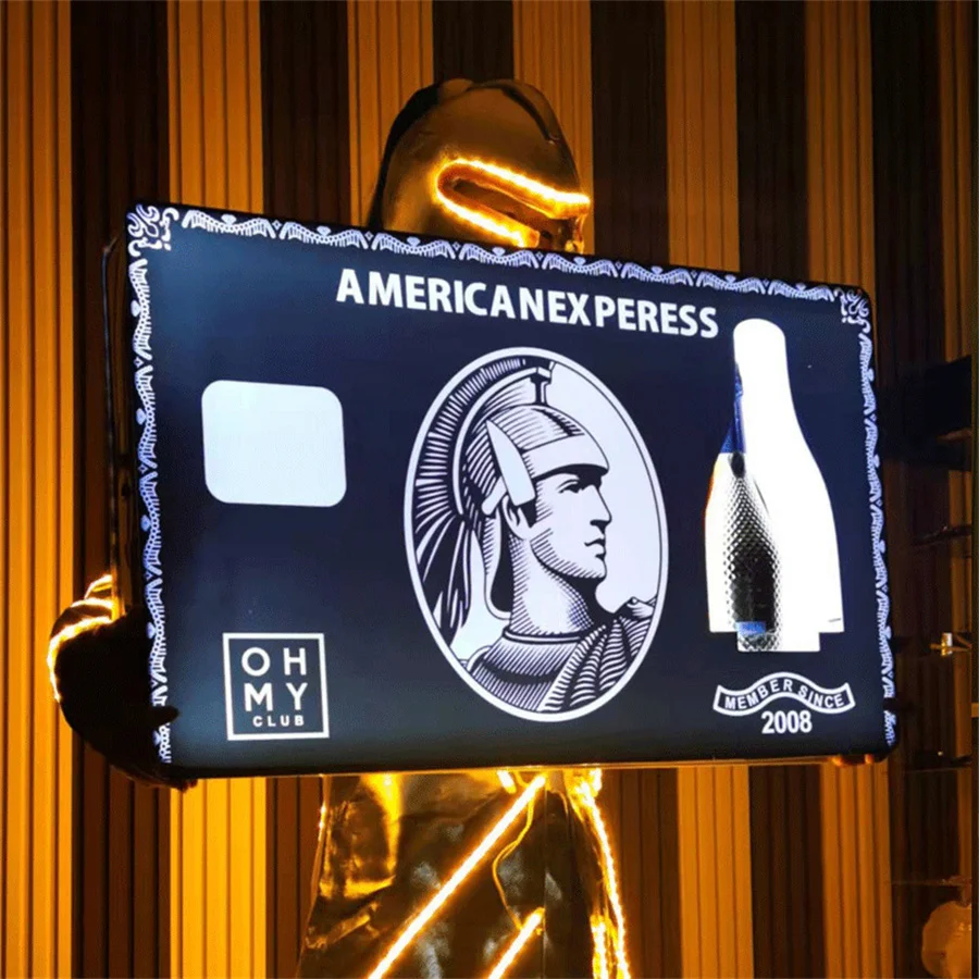 Black Card Bottle Presenter VIP Bottle Service Amercia Express Delivery Presenter Bottle Glorifier for Night Club Bar Decor