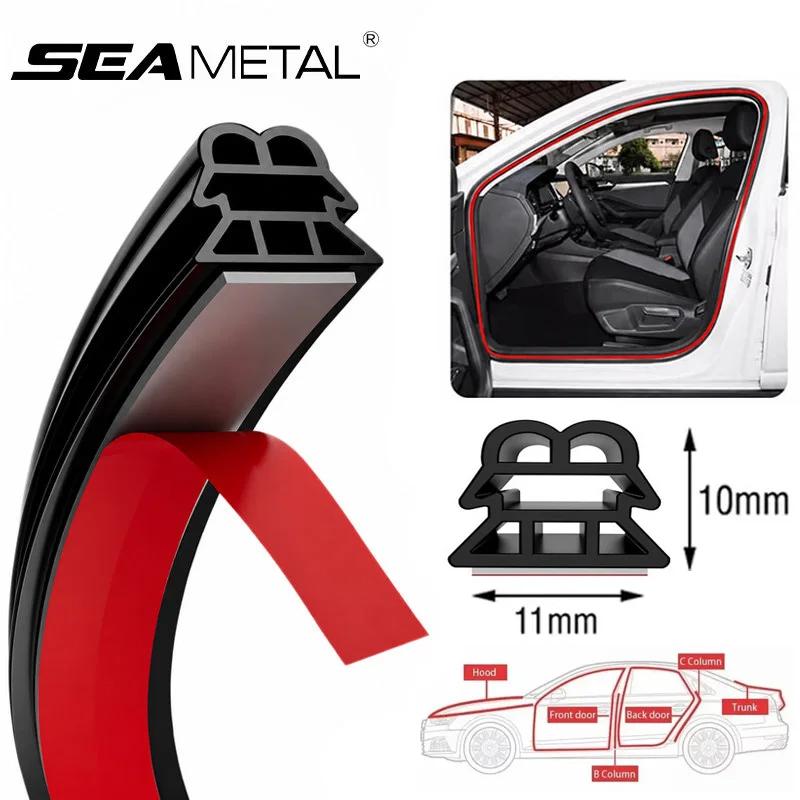 SEAMETAL Gummi-Autotürdichtungsstreifen, 3-lagig, verdickt, Schalldämmung, staubdichter Schutzstreifen, für Autotür, Motorhaube, Kofferraum, Wetterschutzleiste