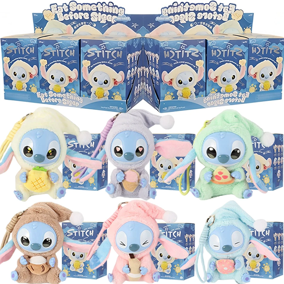 Eat Something Before Sleep Stitch Blind Box Animals Party Series Toys Cute Mysterious Box Flocking Fluffy Dolls Decor Gifts