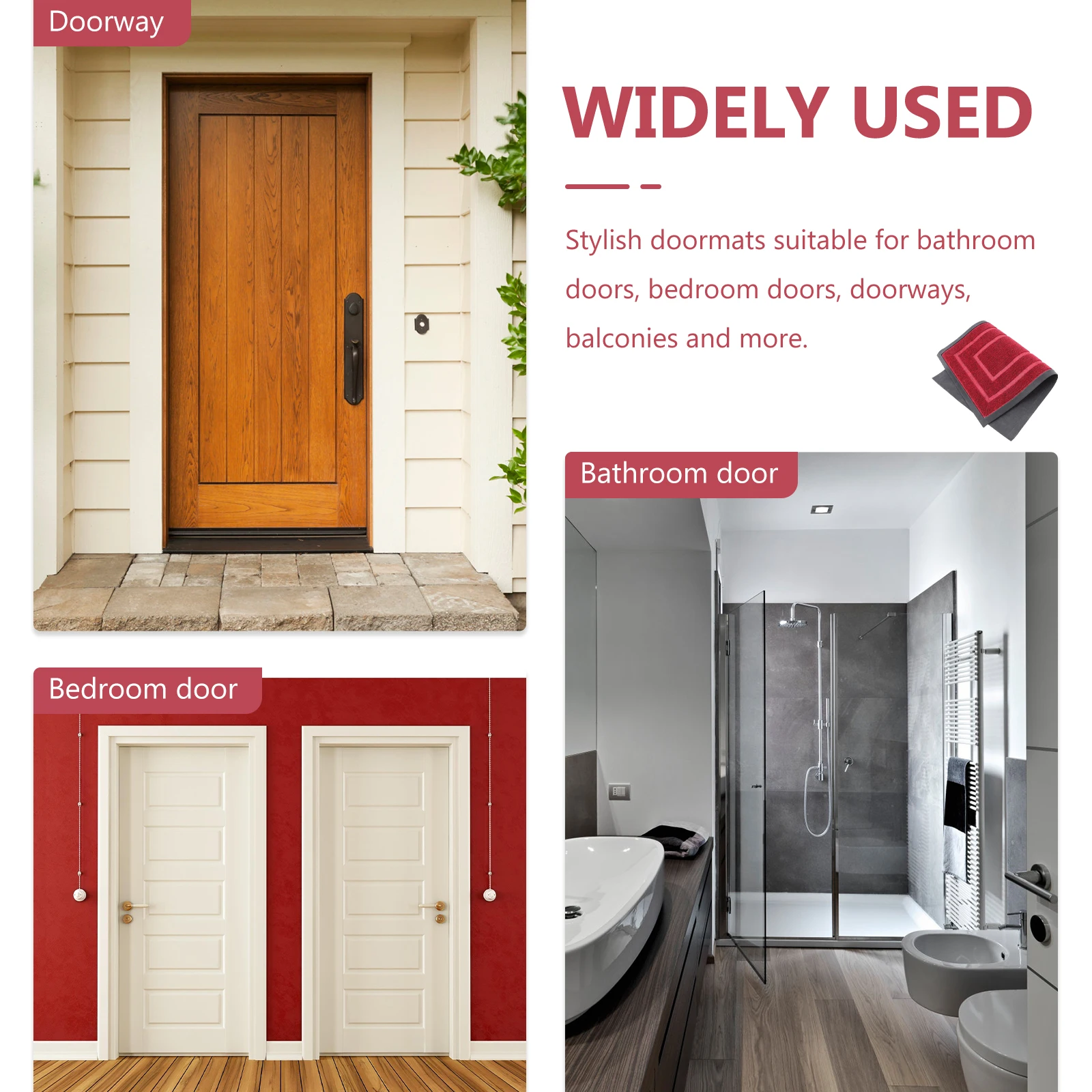 

Absorbent Floor Mat Rubber Non-Slip Durable Bathroom Rug Quick Drying Water Absorption Entryway Mat Home Decorative Floor Pad