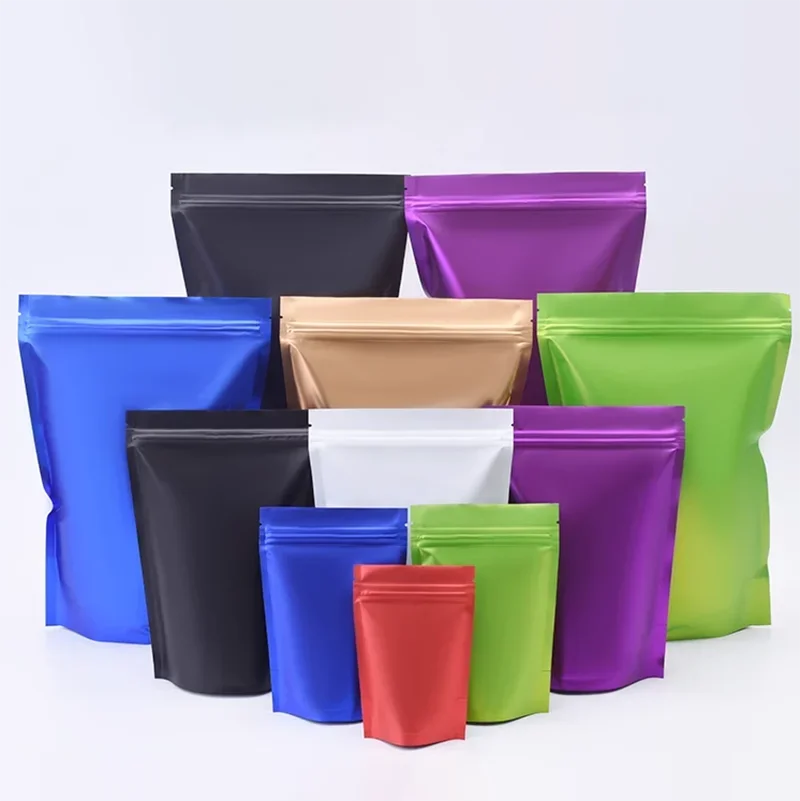 100 sztuk niestandardowe matowe wykończone nasiona torba do pakowania plastikowy ZipLock Doypack folia aluminiowa mleko w proszku organiczne saszetki do przechowywania żywności