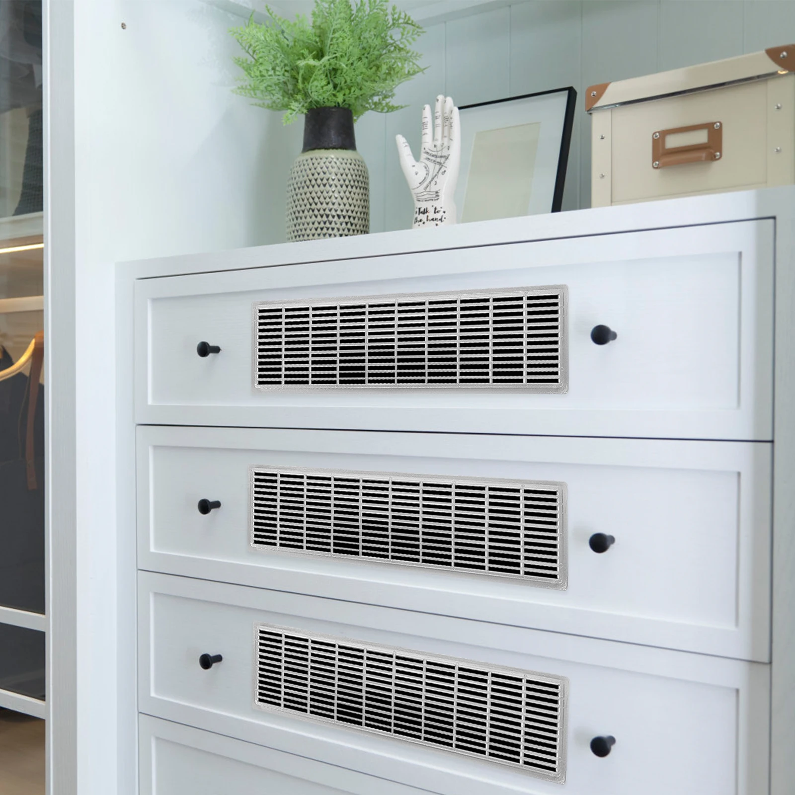 

6pcs Plastic Cabinet Vent Covers Rectangular Air Vents Moisture Proof Wardrobe Closet Shoe Cabinets Breathe Vent Windproof