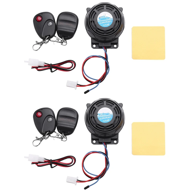 

2X Motorcycle Anti-Theft Alarm System Warning Vibration Lock Anti-Theft Alarm Double Remote Control Sensor