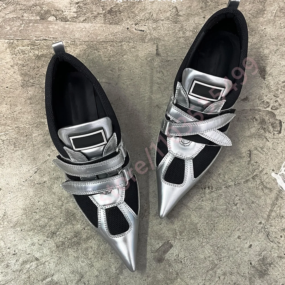 Buckle Strap Asymmetric Heel Women's Pointed Toe Pumps Sporty Party Casual Shoes Gothic Futuristic Runway Style Dress Shoes