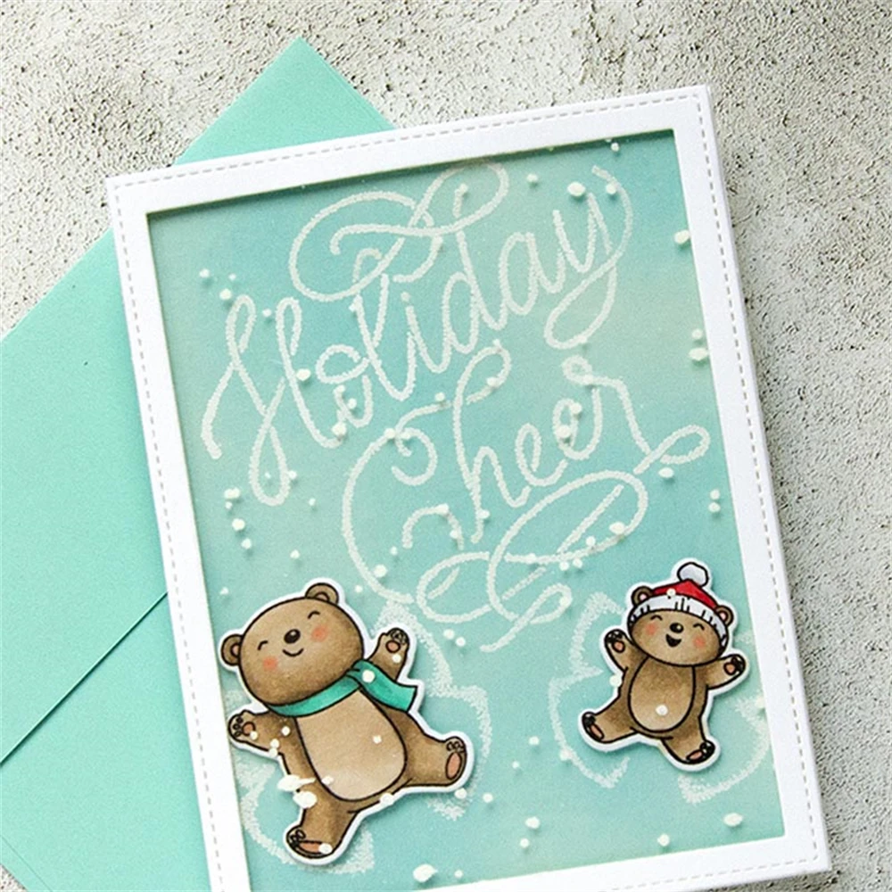 Snow Angels Pet Puppies Cutting Dies and Stamps Sprigs Flower  Gingerbread Cookies Stamp Set For DIY Scrapbooking Card Making