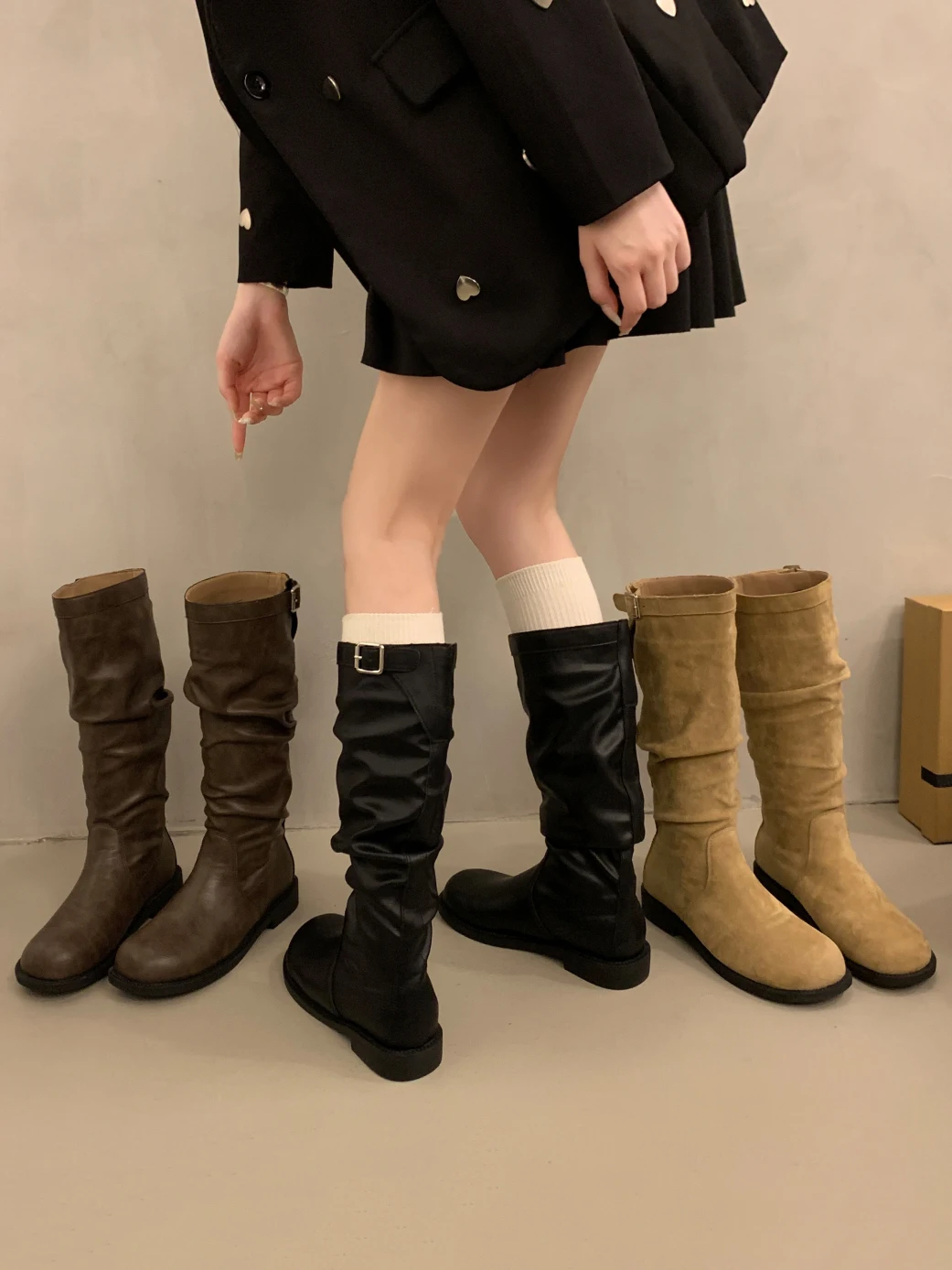 

Корейские высокие сапоги, женские осенние новые модные утягивающие рыцарские сапоги, повседневные сапоги из искусственной кожи