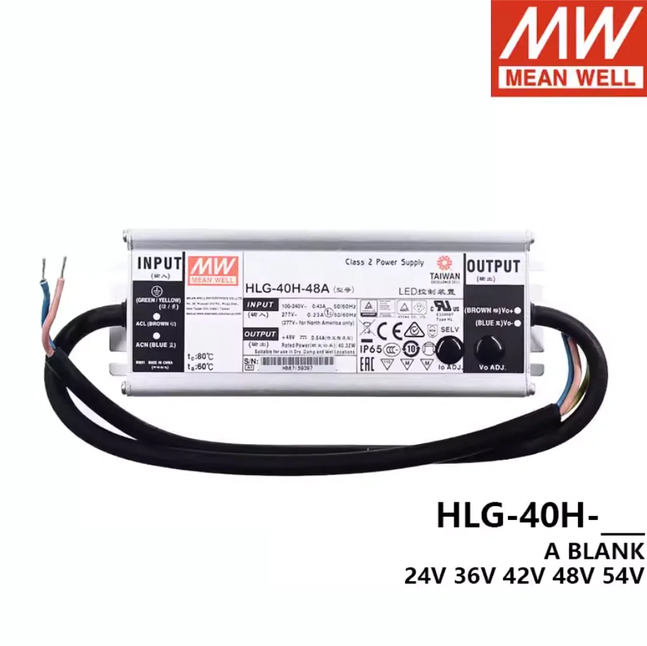 MEAN 40W Constant Voltage + Constant Current LED Driver Dimming type  HLG-40H B 12v 15v 20v 24v 30v 36v 42v 48v 54v