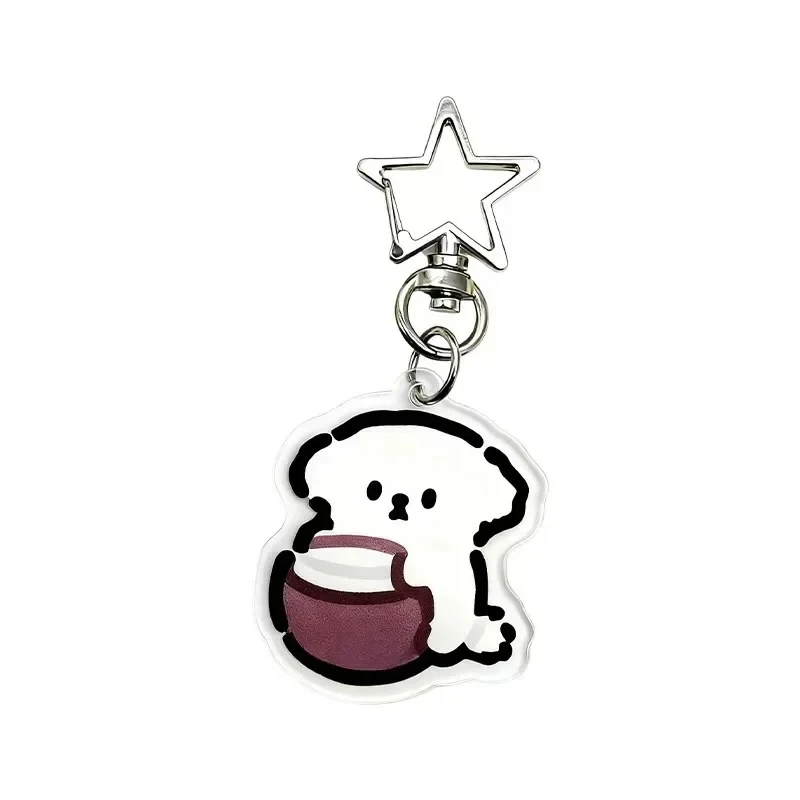 New Good Friend Series Acrylic Keychain Coconut Creative Puppy Kitten Backpack Cartoon Jewelry Accessory Flat Decoration Pendant