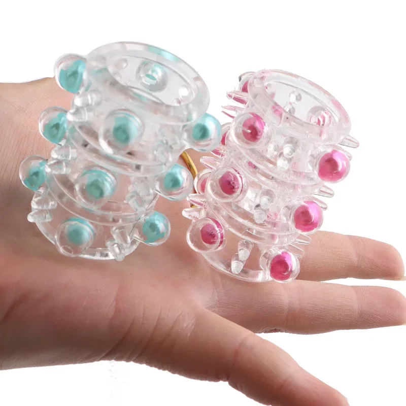 Anillo de silicona suave para pene, preservativos acanalados, manga extensora para agrandar el pene, eyaculación, Juguetes sexuales eróticos para