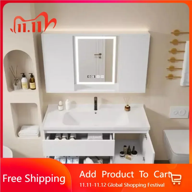 

Wine Wall Bathroom Cabinet Luxury Locker Modern Space Saving Cabinet Washbasin Faucet Trendy Mobiletto Bagno Unique Furniture