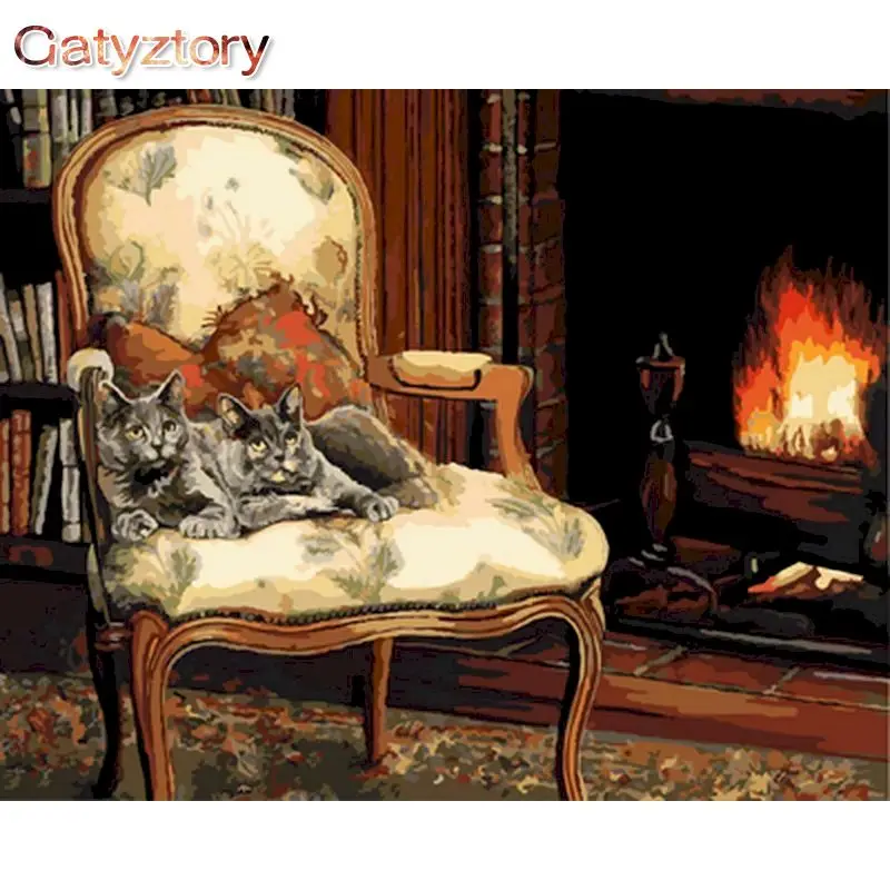 

GATYZTORY Frame Diy Painting By Numbers Cats Animals Kits Drawing On Canvas Handpainted Acrylic Paint By Numbers For Home Decors