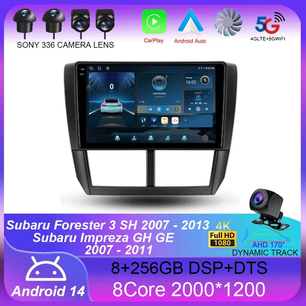 

For Subaru Forester3 SH 2007-2013 Subaru Impreza GH GE 2007-2011 Car Radio Navigation Multimedia Video Player Stereo Android 14