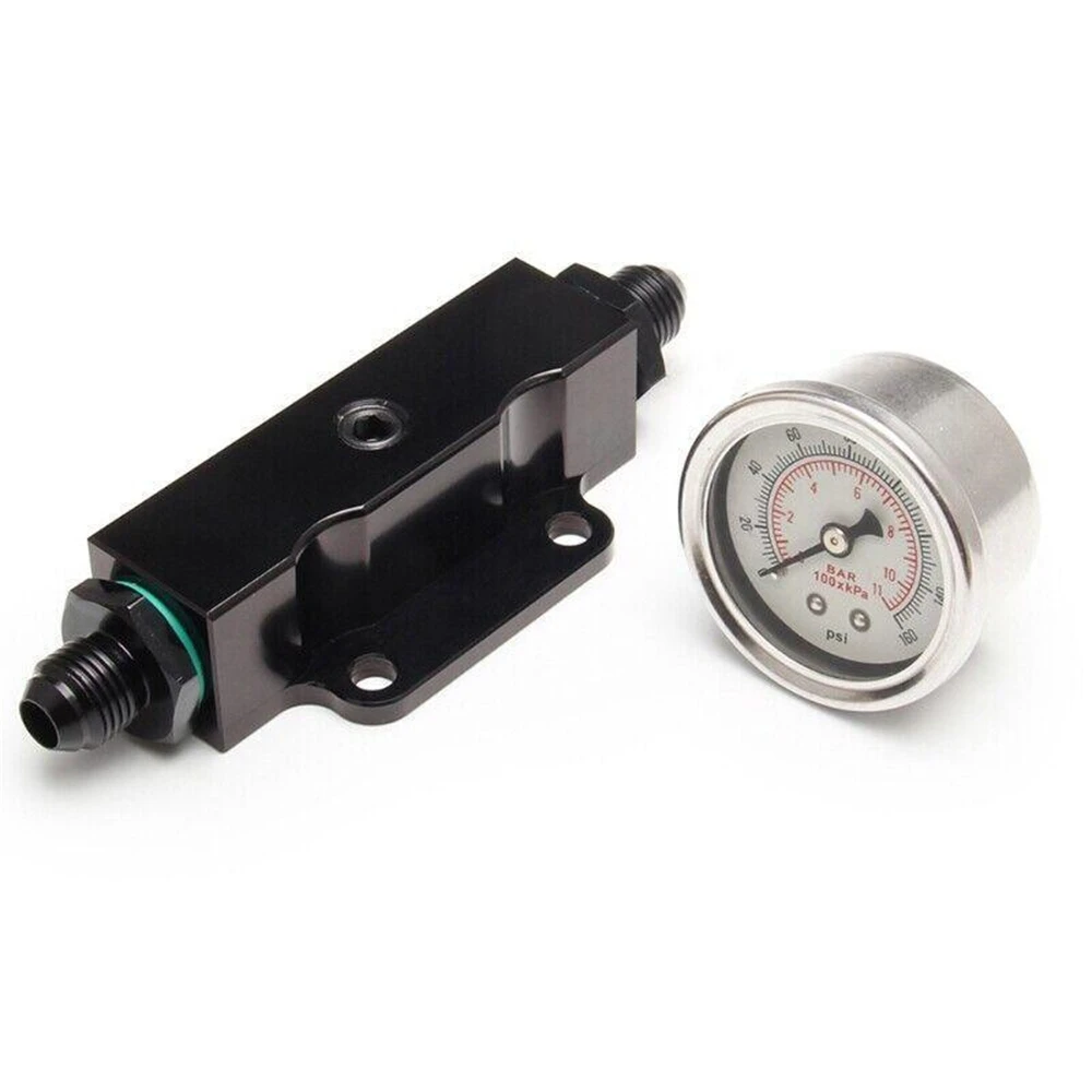 

Billet Aluminum AN6 Inline Fuel Filter with 0-160 PSI Pressure Gauge, 1/8 NPT Ports, for Fuel Oil System