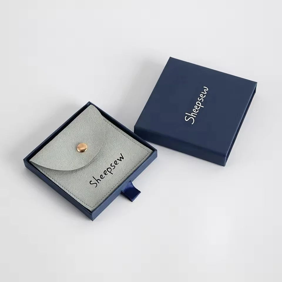 

50Pack Custom Logo Earrings Necklace Boxes Paper Drawer Jewelry Packaging Boxes With Microfiber Bracelet Rings Button Gift Bag P