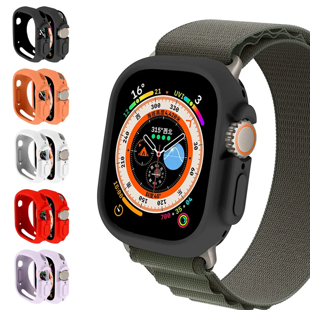 Custodia per Apple Watch Ultra 49mm Custodia protettiva in silicone TPU antiurto a tutto tondo Protezione protettiva per Apple Watch Ultra 49 mm