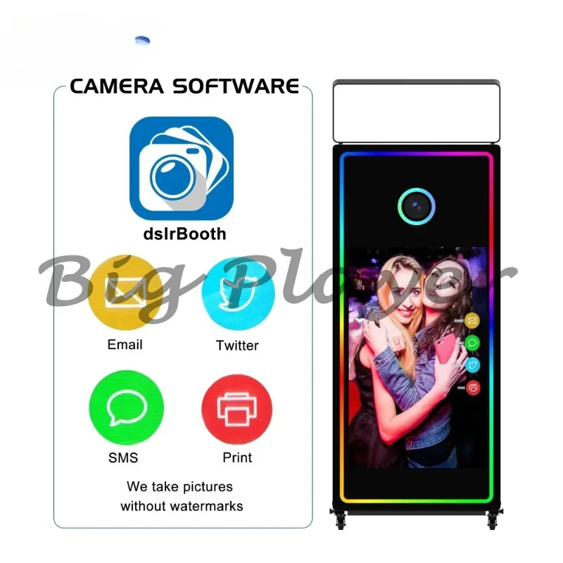 Photobooth Machine Interactive Party Selfie Photo Mirror Booth mit Kamera-Drucker-Software