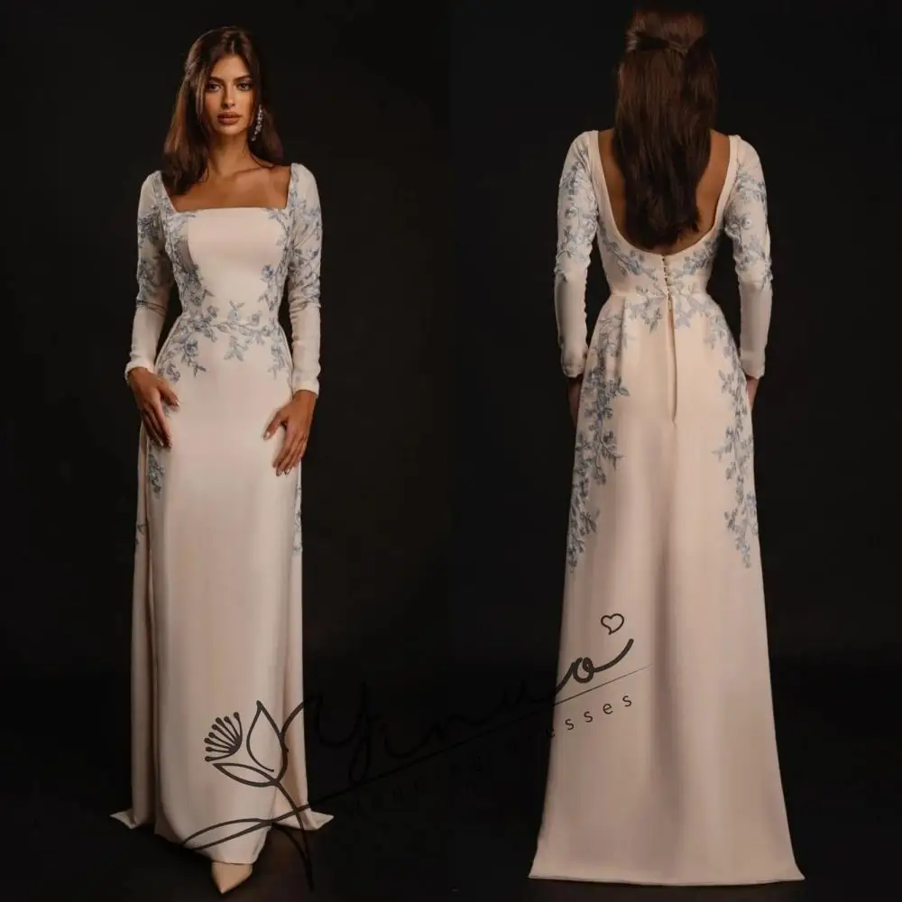 

customized Ball Prom Dresses Exquisite Square Sheath Evening Embroidery Flower Vertically S Formal Occasion Gown 2025