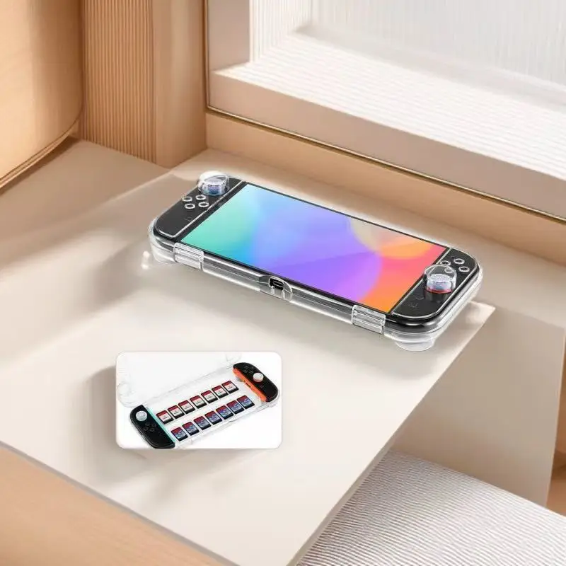 

for Switch 2 Hard Shell Storage Case with Lid Transparent Shockproof Protective Box with Built-in Game Card Slots