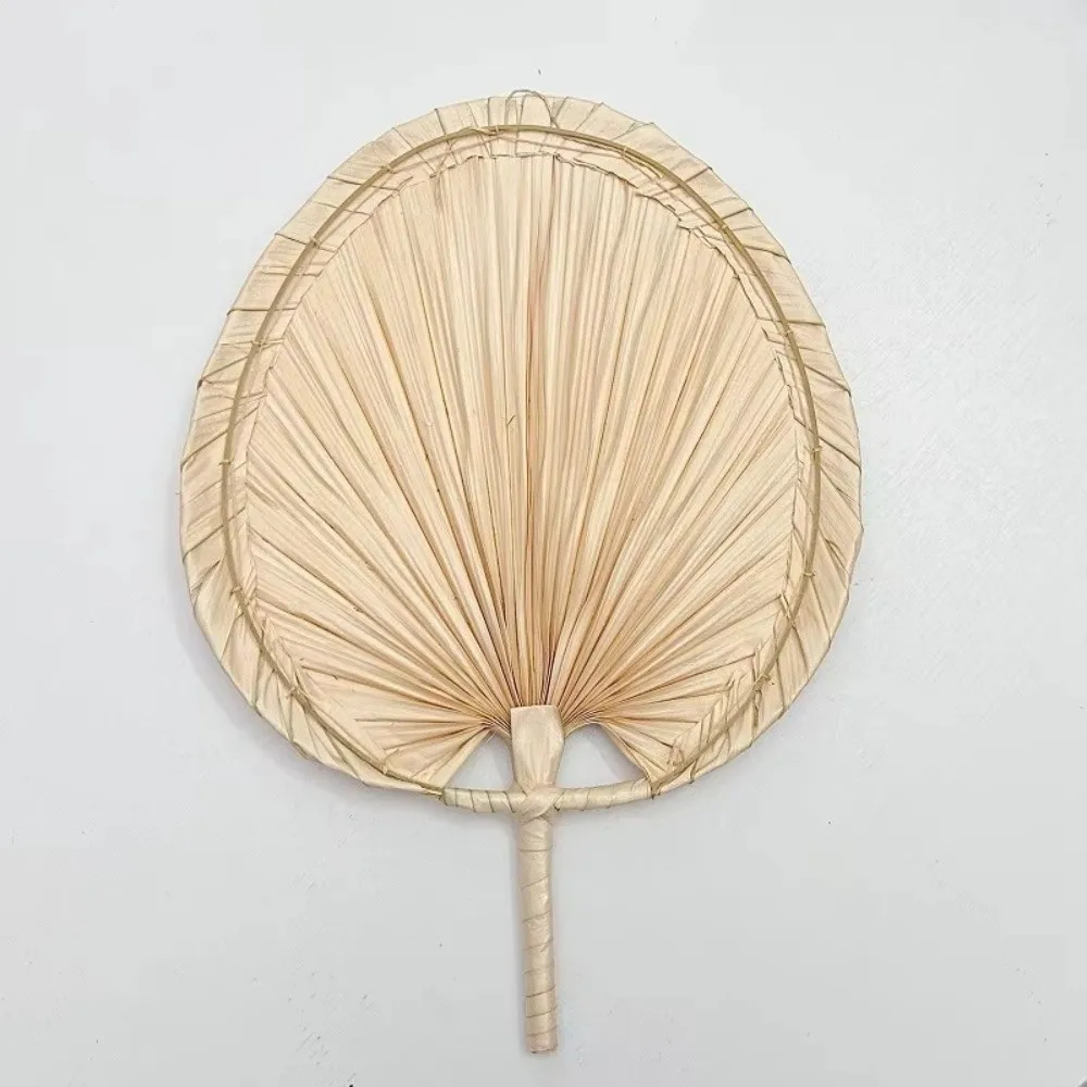 Anti-Mosquito Hand-woven Palm-Leaf Fan Portable Lightweight Summer Cooling Fan Chinese Style Durable Cattail Fan Home Decoration