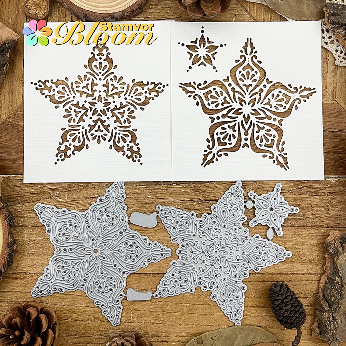 Schöne Weihnachtssterne Spitze hohle Metall-Stanzformen Scrapbooking dekorative Prägung