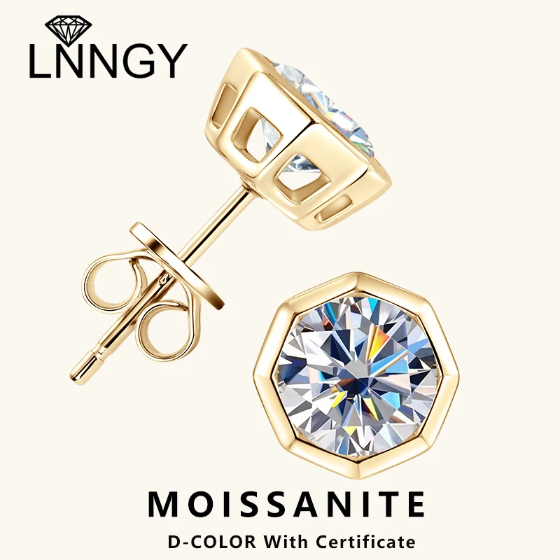 

Lnngy 2025 новые серьги-гвоздики с муассанитом 6,5 мм 1 карат, сертифицированные серьги-гвоздики из стерлингового серебра 925 пробы геометрической формы для женщин, ювелирные изделия в подарок