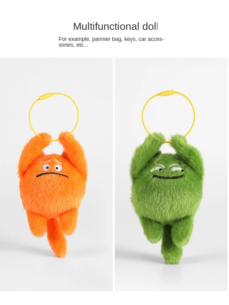 Social Fear Small Orange Cat Bag Pendant Funny Couple Doll Backpack Ornaments Cute Car Key Chain