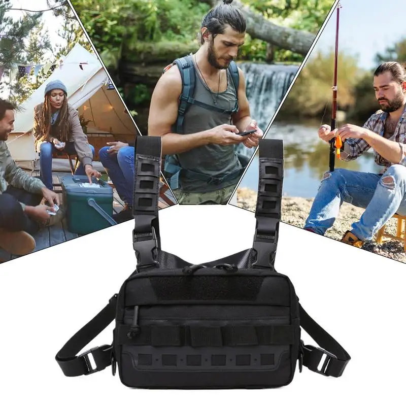 Brust Rig Harness Outdoor Einstellbare Multifunktionale Front Weste Tasche Große Kapazität Angelausrüstung Tragbare Wasserdicht