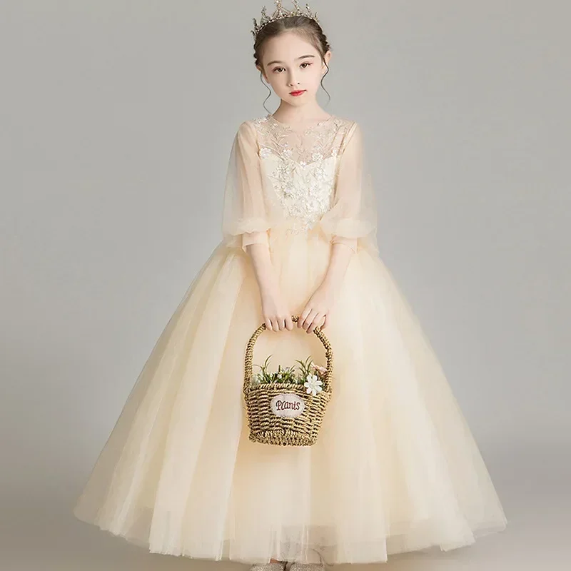 Flower Boy Princess Children's 2024 Western Wedding Dress Fluffy Gauze Flower Boy Walk Host Piano Performance Dress