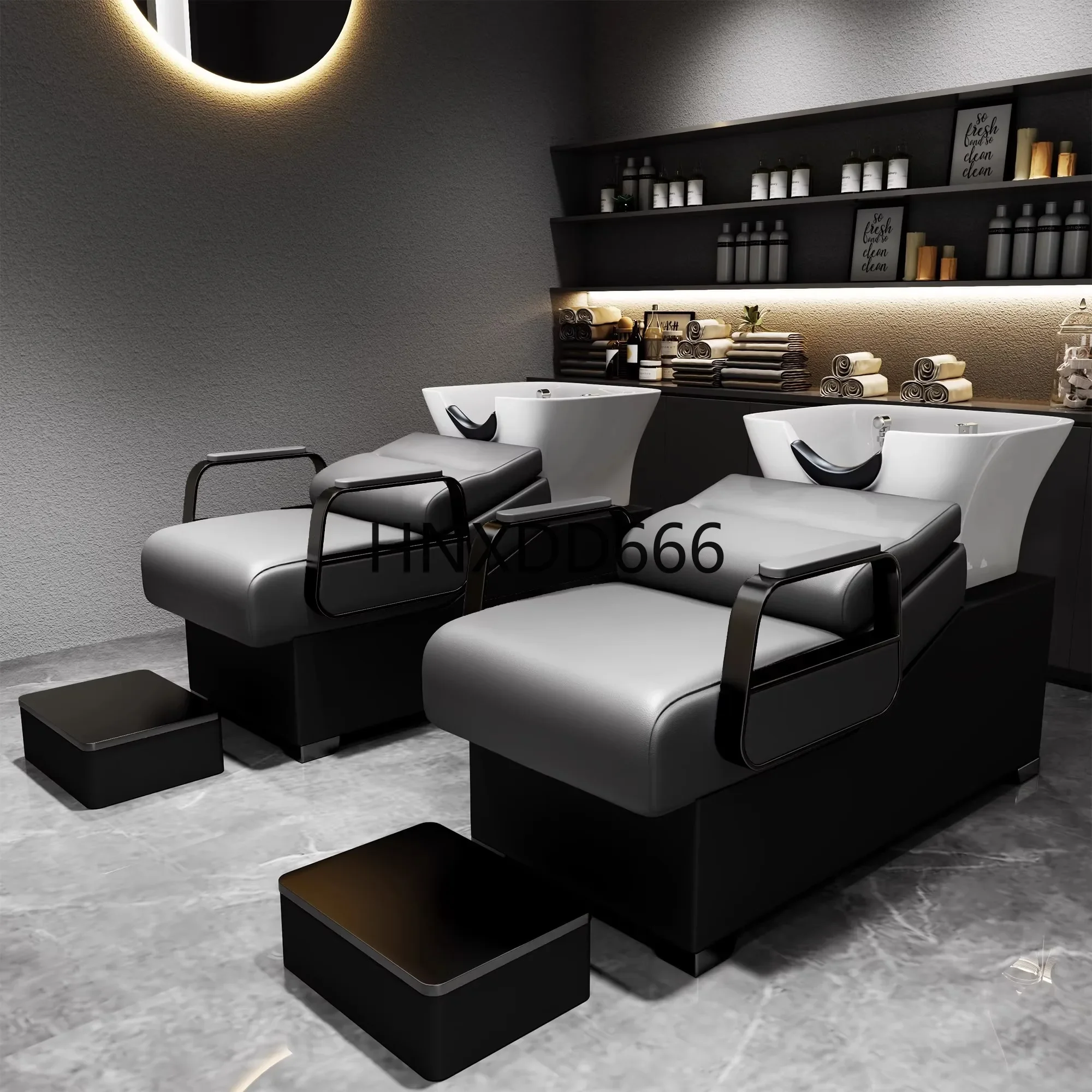 Barber shop shampoo bed, special ceramic basin for hair salon, flushing bed, semi-lying type
