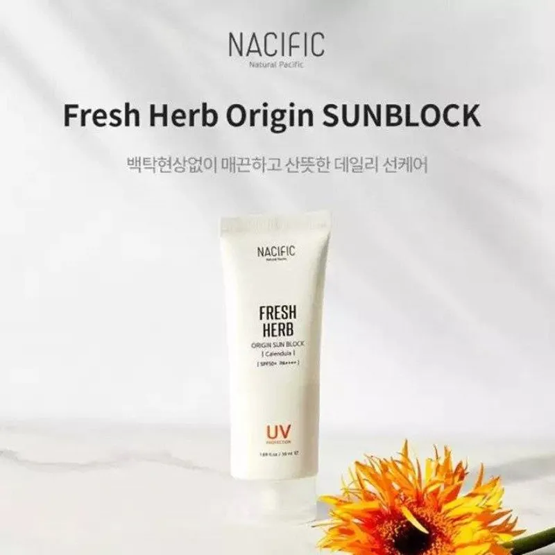 Nacific Fresh Herb Origin Sun Block Callendula 50ml SPF50+ PA+++ Facial Sunscreen Long Lasting Waterproof Whitening  Korea