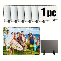 1 Pc Personalized Sublimation Slate Blank-Rectangular Heat Transfer Photo Frame with Display Stand & Heat Tape for DIY Projects