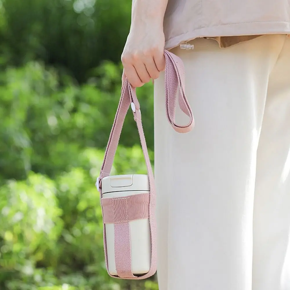 Fashionable Anti-Hot Cup Sleeve with Adjustable Shoulder Strap Reusable Beverage Bag Simple Versatile Water Bottle Bag