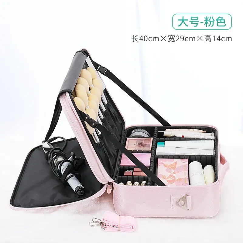 Sac à cosmétiques portable pour femme, grande capacité, multicouche, rangement professionnel pour cosmétiques, nail art, boîte à outils de broderie