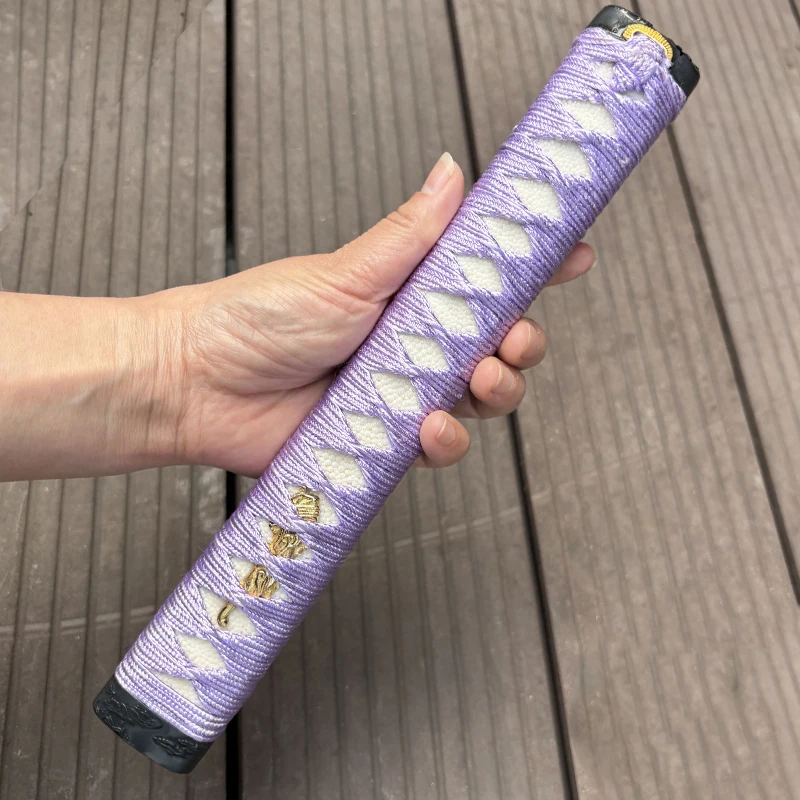 Light Purple Silk Ito, Samurai Sword Tsuka,Real Same, Metal Fuchi Kashira,Handle Of Japanese Katana,Sword Accessories,26CM