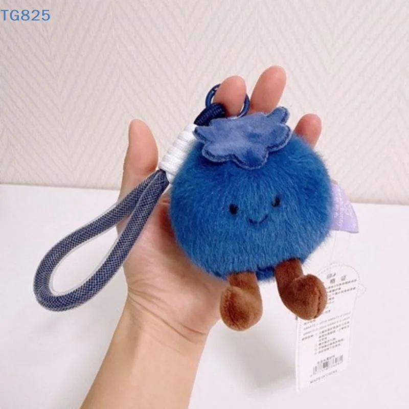 【AN】Cute Simulation Innocent Blueberry Doll Stuffed Plush Keychain Bag Charms Cartoon Fruit Pendant For Children's Birthday Gift