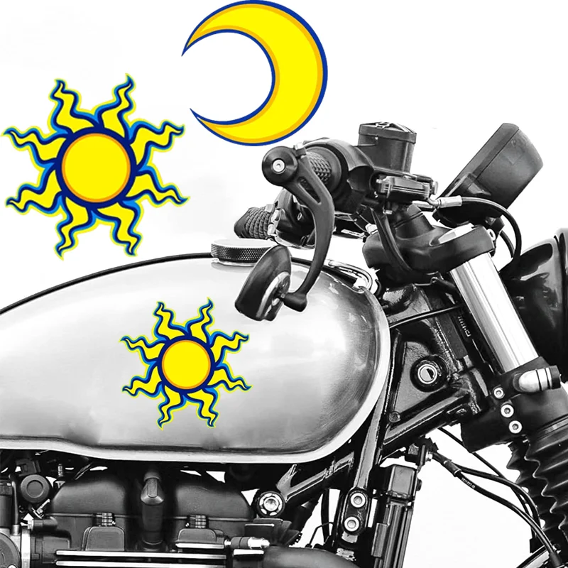 Moon and Star Motorcycle Stickers Motorbike Fuel Tank Front Windshield Motorcycle Helmet Waterproof Vinyl Cool Decals Decoration