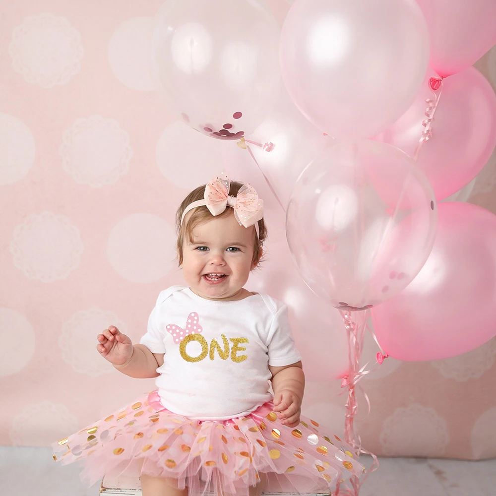 

ONE/TWO Print Infant Girls Tutu Dress Baby Girl Short Sleeve Cake Skirts Infant Romper+tutu Skirt Birthday Party Newborn Clothes
