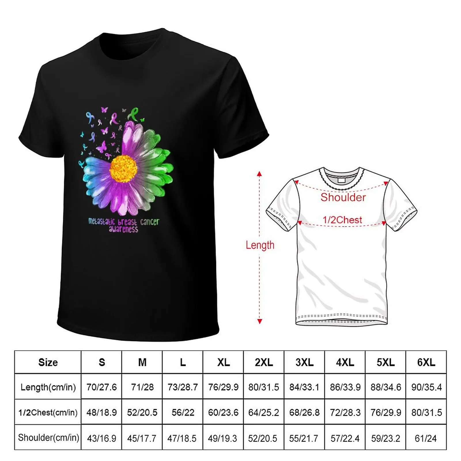 Daisy Butterfly Metastatic Breast Cancer Awareness Gifts TShirt62 T-Shirt Stylish Graphic Short Sleeve Top