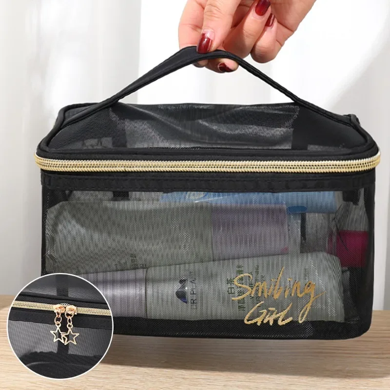 

Travel Cosmetic Storage Bag Portable Travel Storage Mesh Storage Bag Folding Zero Wallet Zipper Toiletry Make Up Wash Bags