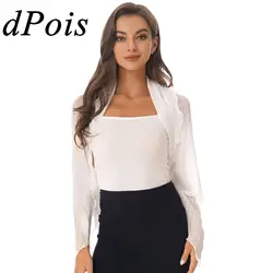 Xale nupcial das mulheres chiffon encolher manga longa proteção solar topos frente aberta chiffon bolero casamento envolve beachwear cover ups