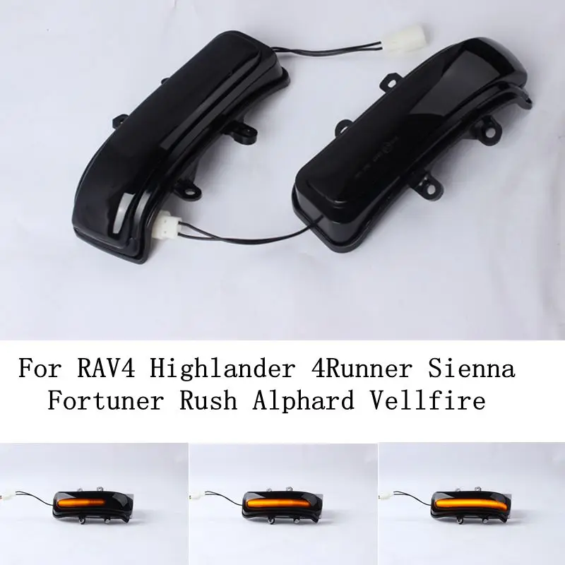 2x Side Mirror LED Dynamic Turn Signal Light Sequential For Toyota RAV4 Highlander 4Runner Sienna Fortuner Rush Alphard Vellfire