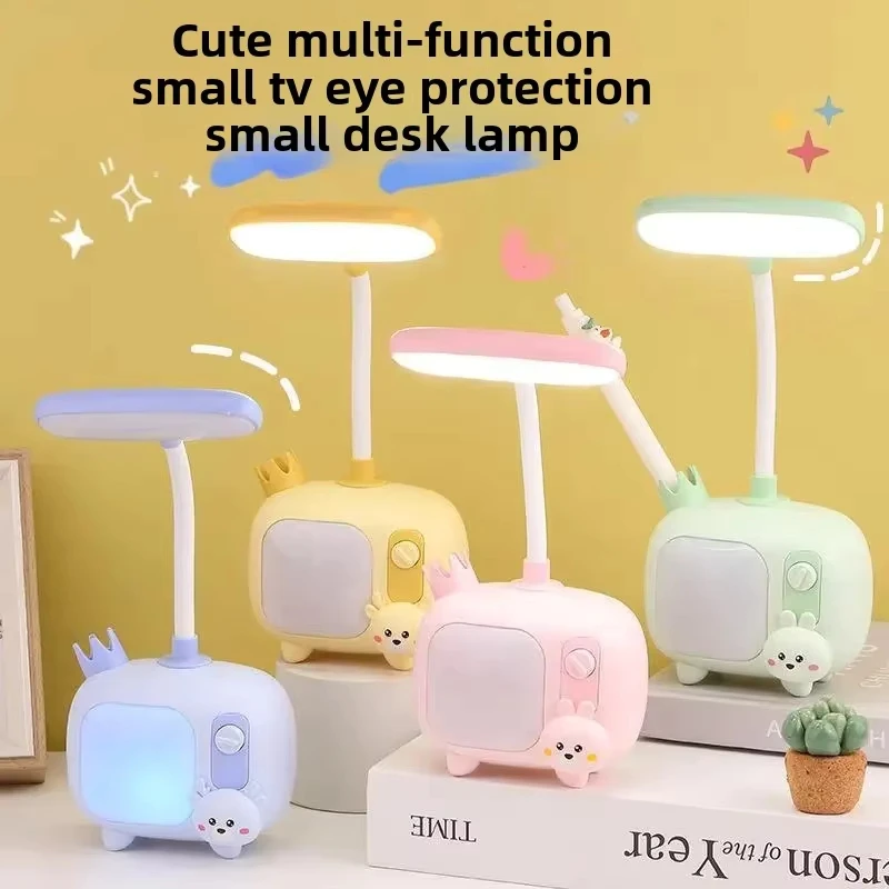 

Креативный новый USB-зарядный ТВ-набор, лампа, красочная атмосферная лампа, студенческий двухъярусный настольный держатель для ручек, лампа для чтения