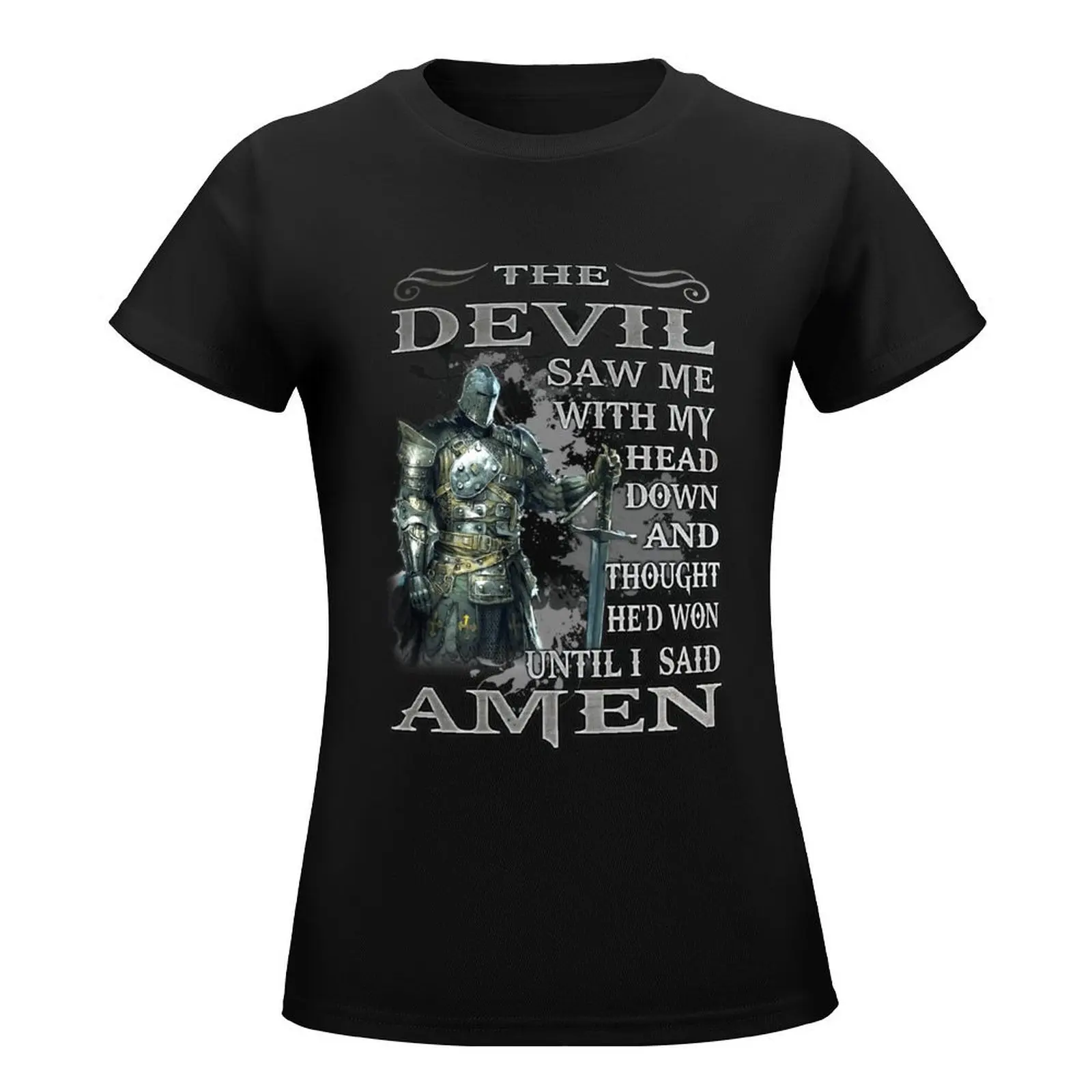 The Devil saw me with my head down T-Shirt Female clothing plus size tops summer clothes tshirts woman