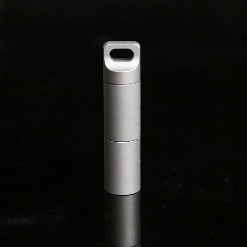 Titan Legierung Mini Versiegelte Pille Lagerung Flasche, Outdoor Camping Erste Hilfe Anhänger Schlüsselbund Tragbare Pille Fall – Detail 2