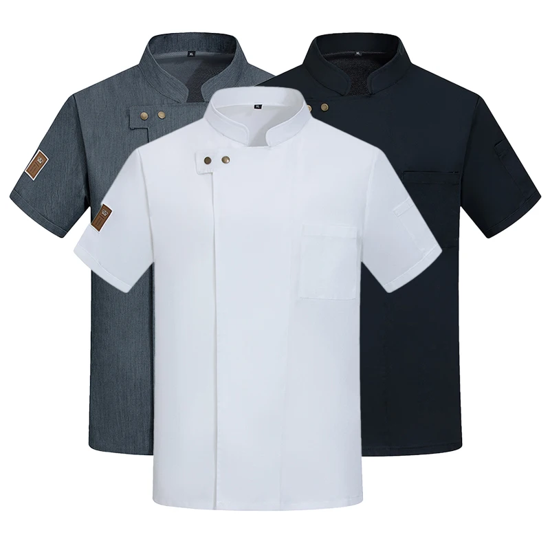 Professional Chef Uniforms Summer Kitchen Jacket Cook Costume Cooking Shirt Cafeteria Work Clothes Bakery Cafe Waiter Overalls