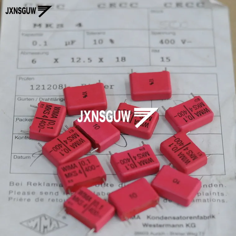 

10PCS Original WIMA MKS4 P15MM 0.1UF400V Film capacitor 104/400V Electrolytic Capacitor 0.1UF 400VDC 100NF 104 Red