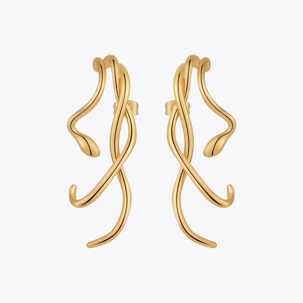 ENFASHION Goth Curvy Snake Earings Aretes De Mujer Earrings For Women Halloween Gold Color Fashion Jewelry Animals E221390