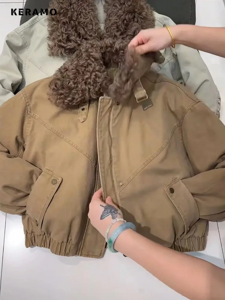 المرأة خمر الصوف المرقعة موضة معطف مرن 2025 الشتاء الإناث ريترو ستايل واحدة الصدر رفض طوق سترة #4