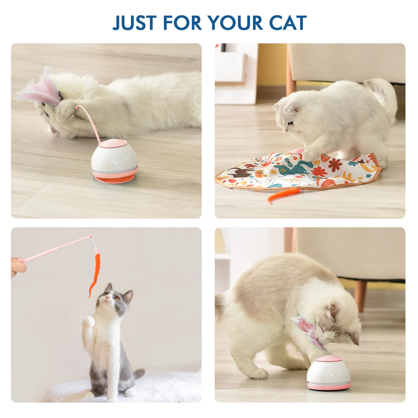 Cat Toys Interactive Motorized Wand Kitten Toys Electronic Exercise Pet Toy for Indoor Cats Automatic Motion Cat Teasing Feather